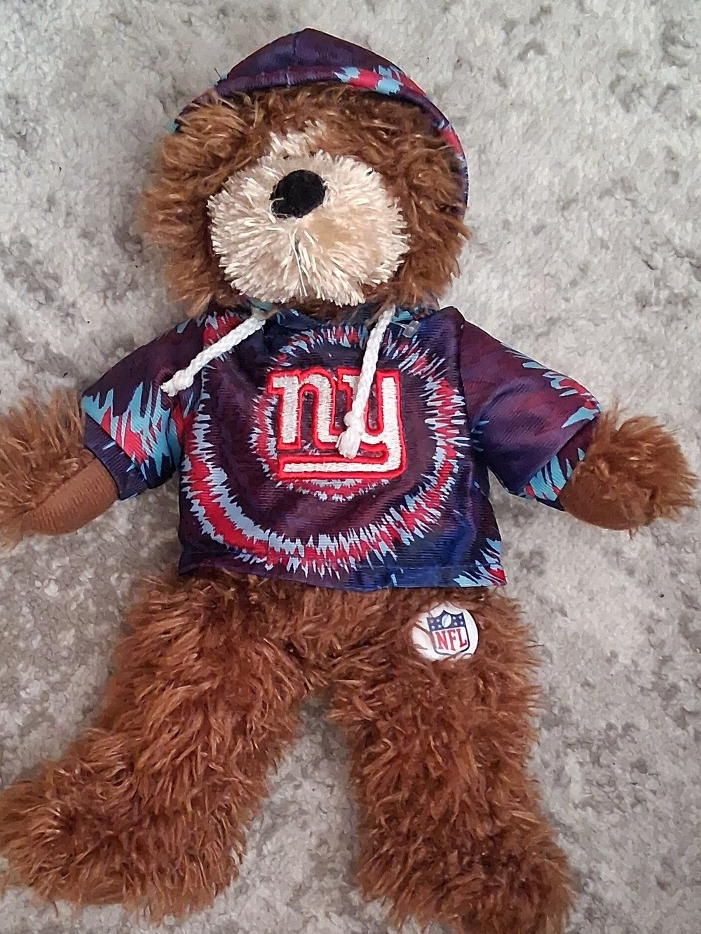 NFL Plush Bear with Blue & Red NY Logo Hoodie
